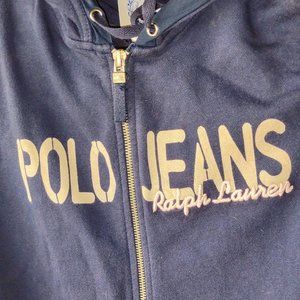 Vintage Polo Jeans Company Ralph Lauren Ladies Hoodie Denim Accents